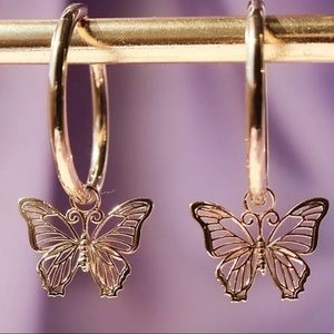 Rose Gold Butterfly Drop Earrings